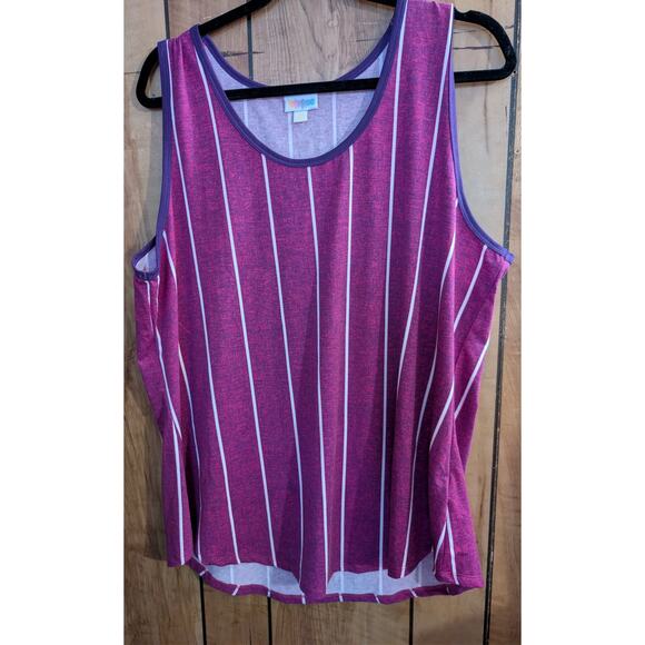 Lularoe Tank Top Plus Size 3X XXX Pullover Shirt Purple White Sleeveless Cami - Picture 1 of 7